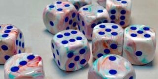 Chessex: Festive Pop Art /blue 12mm d6 Dice Block (36 Dice)