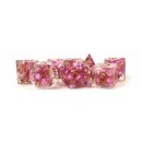 16mm Resin Pearl Dice Poly Set Pink w/ Copper Numbers