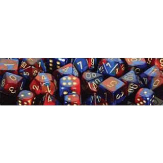 Chessex: Blue-Red w/gold Gemini™ 12mm d6 with pips Dice Blocks™ (36 Dice)