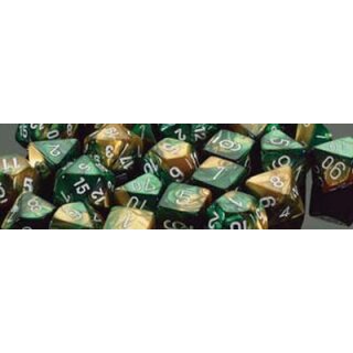 Chessex: Gold-Green w/white Gemini™ 12mm d6 with pips Dice Blocks™ (36 Dice)