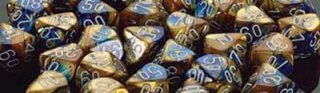 Chessex: Blue-Gold w/white Gemini™ 12mm d6 with pips Dice Blocks™ (36 Dice)