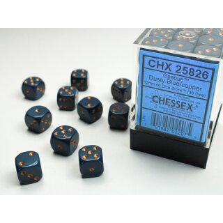 Chessex: Dusty Blue w/gold Opaque 12mm d6 with pips Dice Blocks? (36 Dice)