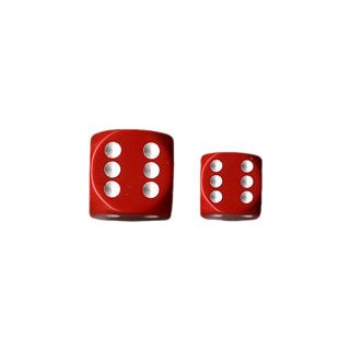 Chessex: Red w/white Opaque 12mm d6 with pips Dice Blocks™ (36 Dice)