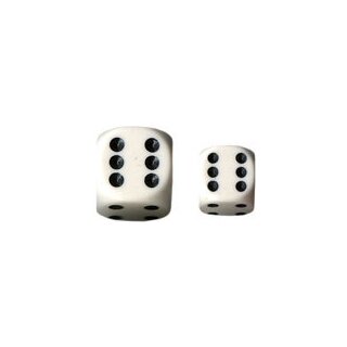 Chessex: White w/black Opaque 12mm d6 with pips Dice Blocks™ (36 Dice)