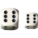 Chessex: White w/black Opaque 12mm d6 with pips Dice...