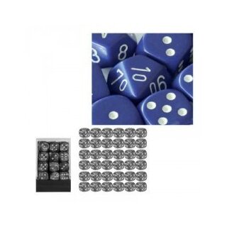 Chessex: Purple w/white Opaque 12mm d6 with pips Dice Blocks™ (36 Dice)