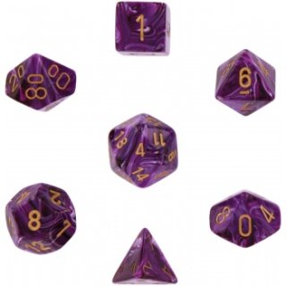 Chessex: Vortex Purple w/gold Signature™ Polyhedral 7-Die Set