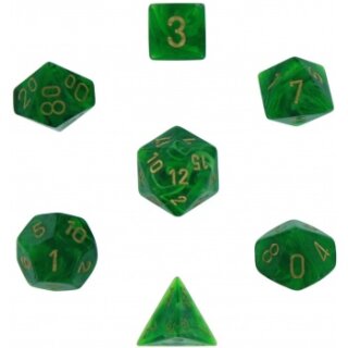 Chessex: Vortex 7-Die Set - Green w/gold