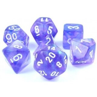 Chessex Borealis Polyhedral Purple/white Luminary 7-Die Set