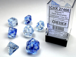 Chessex: Nebula™ Dark Blue w/white Signature™ Polyhedral 7-Die Set