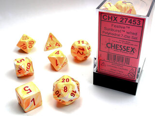Chessex: Festive™ Sunburst™ w/red Polyhedral 7-Die Set