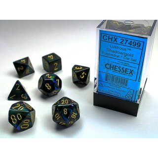 Chessex: Lustrous? Shadow w/gold Signature? Polyhedral 7-Die Set