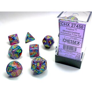Chessex: Festive™ Mosaic™/yellow Signature™ Polyhedral 7-Die Set