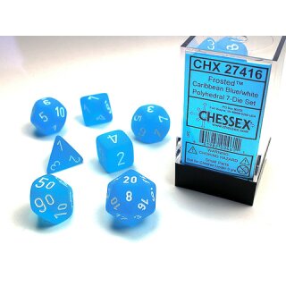 Frosted™ Caribbean Blue™ w/white Signature™ Polyhedral 7-Die Sets