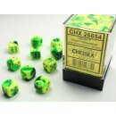 Chessex: Green-Yellow w/silver Gemini™ 12mm d6 with...