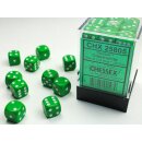 Chessex: Green w/white Opaque 12mm d6 with pips Dice...