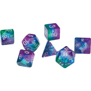 RPG Dice Set (7) Blue Aurora Semi-Transparent Resin