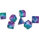 RPG Dice Set (7) Blue Aurora Semi-Transparent Resin