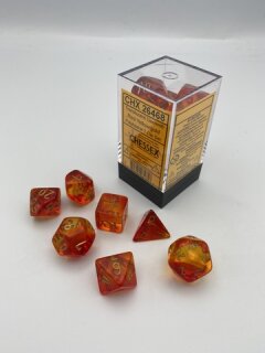 Chessex: Gemini® Polyhedral Translucent Red-Yellow/gold 7-Die Set