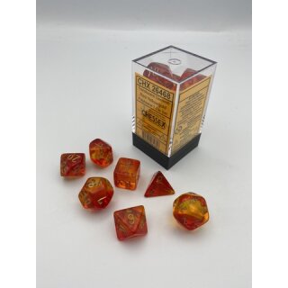 Chessex: Gemini® Polyhedral Translucent Red-Yellow/gold 7-Die Set