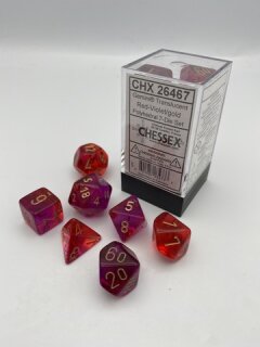 Chessex: Gemini® Polyhedral Translucent Red-Violet/gold 7-Die Set