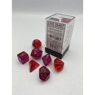 Chessex: Gemini® Polyhedral Translucent Red-Violet/gold 7-Die Set