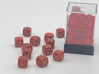 Chessex: Scarab® 12mm d6 Scarlet™/gold Dice Block™ (36 dice)