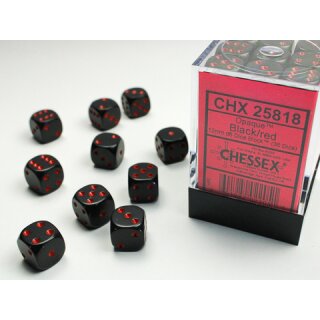 Chessex: Opaque 12mm d6 Black/red Dice Block™ (36 dice)