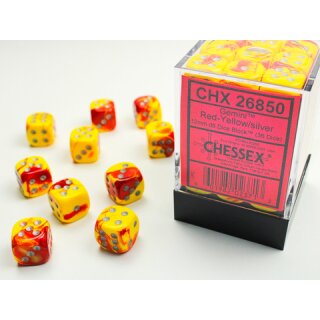 Chessex: Gemini® 12mm d6 Red-Yellow/silver Dice Block? (36 dice)