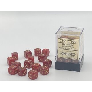 Chessex: Glitter 12mm d6 Ruby/gold Dice Block? (36 dice)
