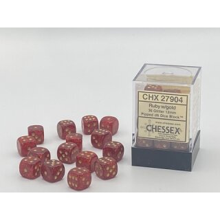 Chessex: Glitter 12mm d6 Ruby/gold Dice Block™ (36 dice)