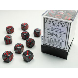 Chessex: Velvet® 12mm d6 Black/red Dice Block™ (36 dice)
