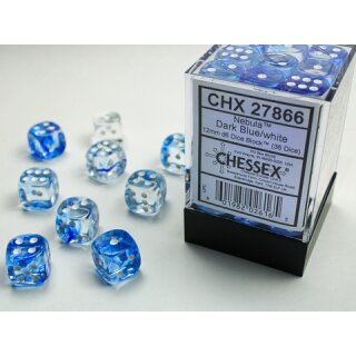 Chessex: Nebula® 12mm d6 Dark Blue/white Dice Block™ (36 dice)