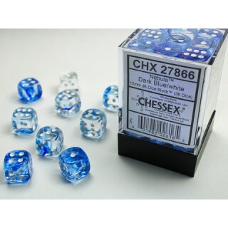Chessex: Nebula® 12mm d6 Dark Blue/white Dice Block™ (36 dice)