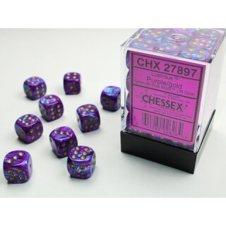 Chessex: Lustrous® 12mm d6 Purple/gold Dice Block? (36 dice)