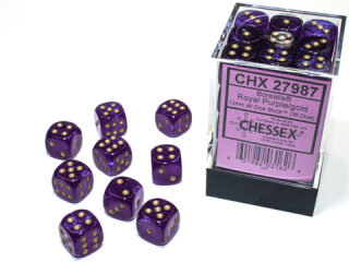 Chessex: Borealis® 12mm d6 Royal Purple/gold Luminary™ Dice Block™ (36 dice)