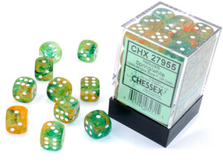 Chessex: Nebula® 12mm d6 Spring/white Luminary™ Dice Block™ (36 dice)