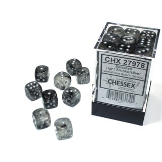 Chessex: Borealis® 12mm d6 Light Smoke/silver Luminary? Dice Block? (36 dice)