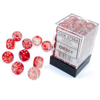 Chessex: Nebula® 12mm d6 Red/silver Luminary? Dice Block? (36 dice)