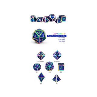 Metal & Enamel Dice Set (7) Blue Iridescence