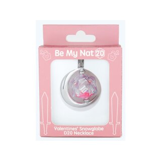Valentines Snowglobe D20 Necklace