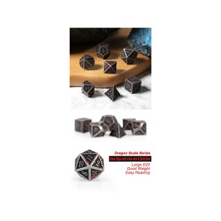 Metal & Enamel Dice Set (7) Blood & Iron