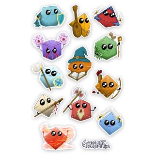 Kawaii Dice Classes Stickers