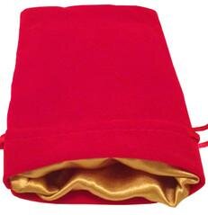 Dice Bag Red Velvet Dice Bag with Gold Satin Lining