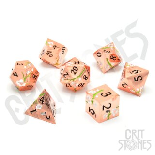 Pink Blossom Metal RPG Dice Set
