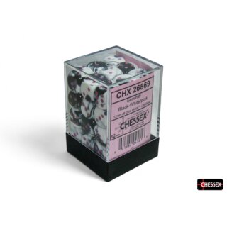Chessex: Gemini® 12mm d6 Black-White/pink Dice Block™ (36 dice)