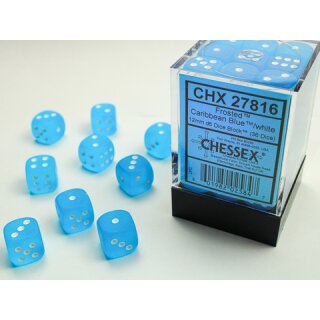 Frosted™ 16mm d6 Caribbean Blue™/white Dice Block™ (12 dice)